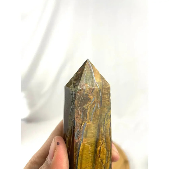 Tigers Eye Tower Obelisk Point 5 7/8" Natural Quartz Crystal 306g - Picture 16 of 16